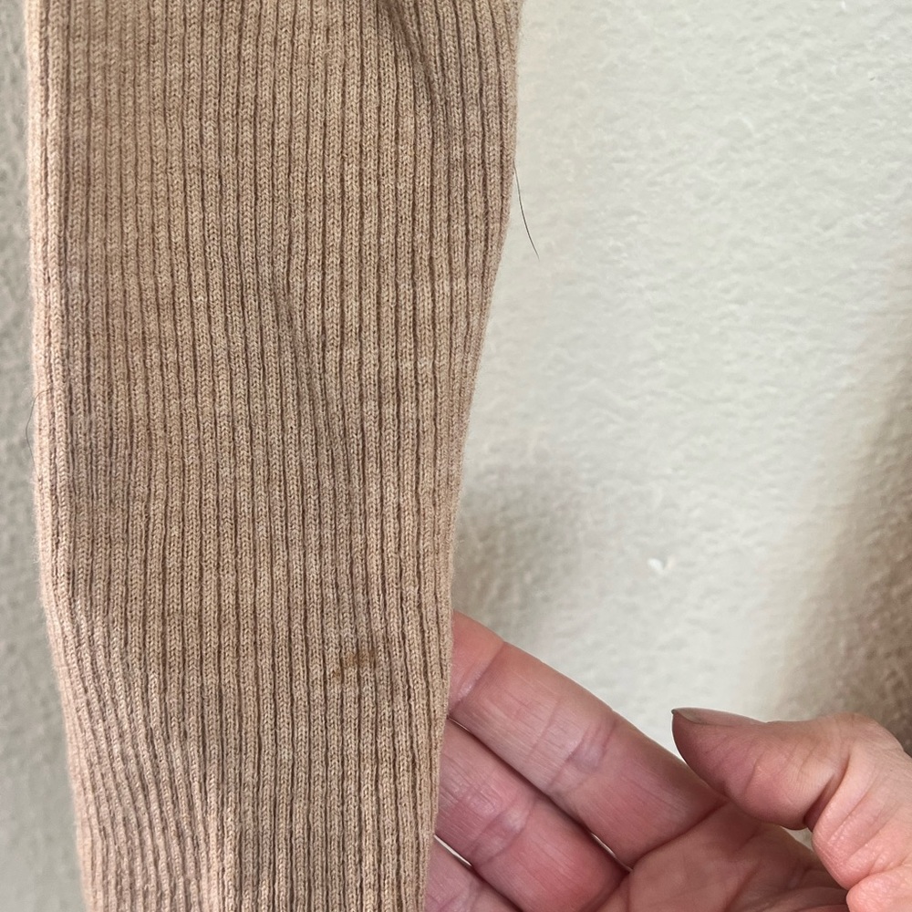 Babaton Ribbed V-Neck Tie-Waist Long Sleeve Dress - Beige - Picture 8 of 11